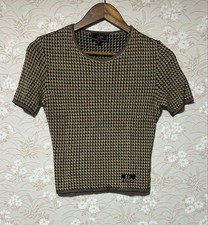 FENDI Check Pattern Short Sleeve Knit Size 40