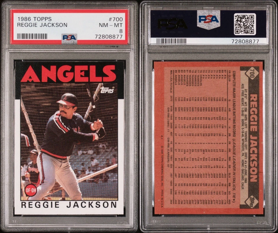 Reggie Jackson 1986 Topps 700 PSA 8 halos Foto 3 de 3