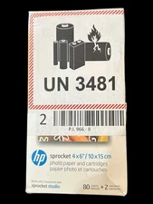 New HP 4KK83A Photo Paper & Cartridges Sprocket 80 Sheets 2 Cartridges Open Box