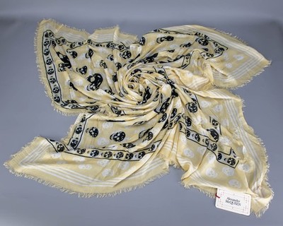 Alexander McQueen Modal Golden Scarf Shawl Skulls