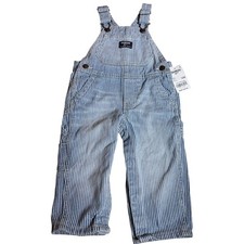 OshKosh B'gosh Overalls Kids 12M Blue Hickory Stripe NEW Carpenter Denim Bibs