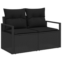 Poly Rattan Sofa Set Sitzgruppe Schwarz 7-Teilig Mit Kissen Garten