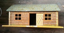 Vintage MARX Tin Litho Building Playset Log Cabin