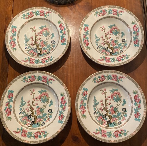 4 Antique Maddock England Indian Tree 8 3/4" Soup Bowls Royal Vitreous Mint! - Picture 7 of 7