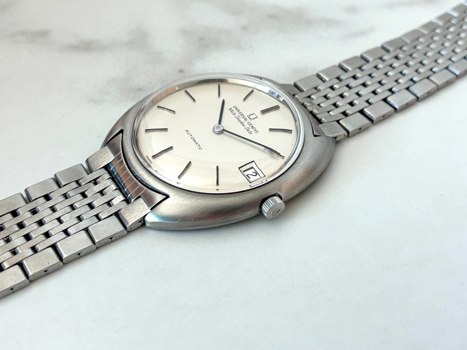 Universal Geneva White Shadow Date Automatic Micr… - image 8