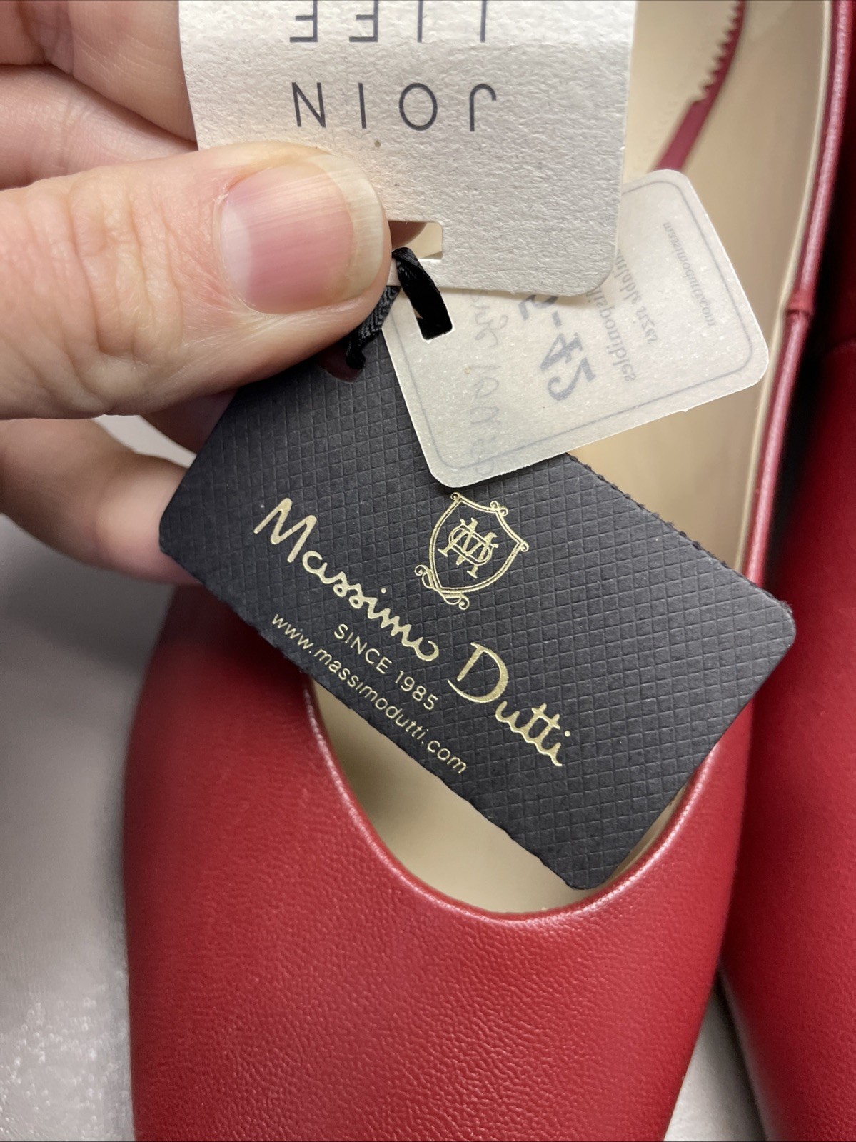 Massimo Dutti Womens Heels Size 42 Red Leather Block Heel Pointed Toe thumbnail 4