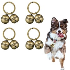 Dog Collar Bell 4 Strings in 8 Pieces Pet Bells for Loud Brass Bronze