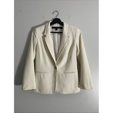 Kensie Blazer Woven Single Button XS Cream Professional Office Jacket