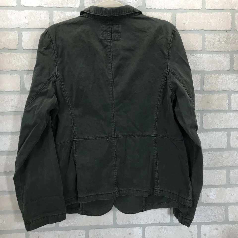 Ruff Hewn 2 Button Blazer Women's L Gray Green Denim Pockets Jacket - Image 2 of 4