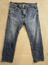 Levis 505 Jeans Mens 36x30 Blue Denim Regular Fit Straight Leg Zip Fly Classic