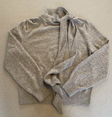 & OTHER STORIES PULLOVER PARIS ATELIER GR. SMALL 100% MERINOWOLLE GRAU MOCK BOW