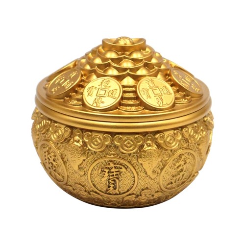 Decorative Brass Censers Treasure Bowl with Lid for Home and Office Prosperity - Bild 10 von 12