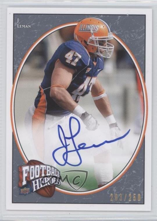 2008 Upper Deck Football Heroes Blue 203/250 J Leman #156 Rookie Auto RC 0b2