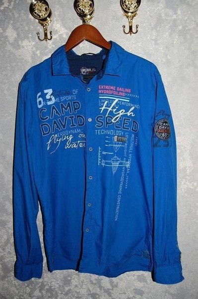 Men Camp David Shirt Blue Cotton 40 /L / 48 #XPW