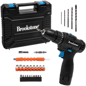 BRAND NEW, BROOKSTONE 12 VOLT CORDLESS POWER DRILL WITH 24 BIT ATTACHMENTS