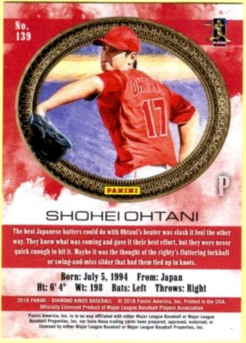 Shohei Ohtani RC 2018 Panini Diamond King Rookie Card#139!Angels P