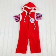 Vintage Tiny Tots Junior All Star Terry Zip Up Romper Hooded One Piece 3-6 Month