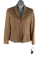 Women's Blazers Size 10P,Norton Mcnaughton, Peach Jacquard Blazer Jacket NEW