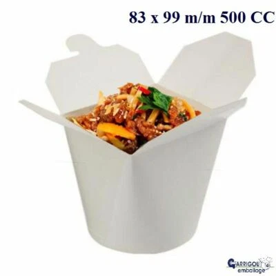 100 Boites Pasta box Pots plats chauds froids 500 CC riz salade Vente à emporter