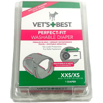 Vet's Best Perfect-Fit Washable Dog Diaper | XXS/XS | Waist:10-25'' | 1 Diaper