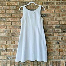 J. Crew Size 0 Cotton Seersucker Sleeveless Fit and Flare Sundress Dress White