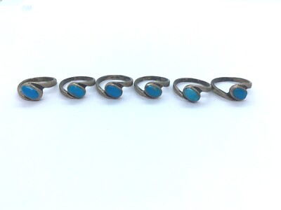 Vintage Turquoise Native American Taxco Sterling Silver Ring Rings Lot Size 6 5