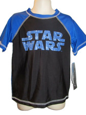 Star Wars: The Force Awakens Boys Rash Guard Swim Shirt Blue XS New