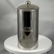Jameson Irish Whiskey Ice Bucket with Tongs and Strainer 6.5" Brushed Metal