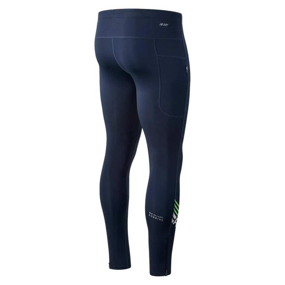 NEW BALANCE MEN'S PRINTED IMPACT RUN LEGGINGS TIGHTS NAVY GYM TRAINING WORKOUT M - Image 2 of 2