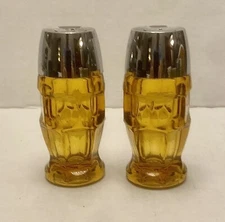 Vintage Anchor Hocking Amber Glass Salt & Pepper Shakers