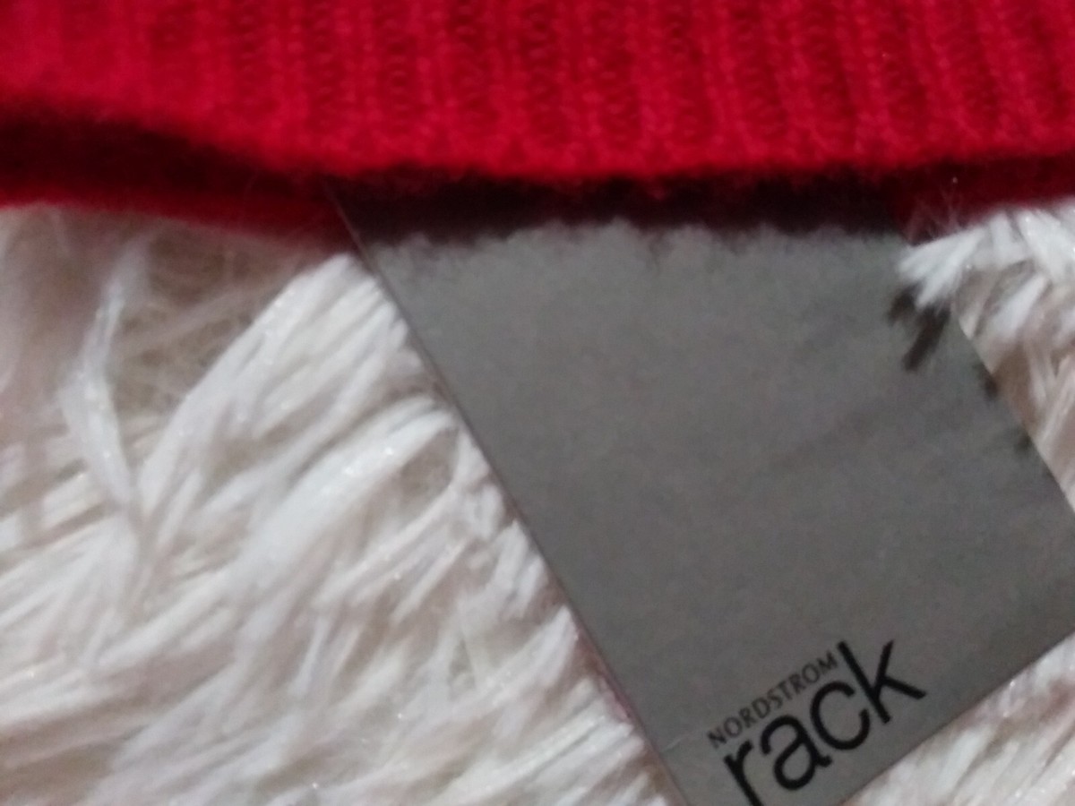 NORDSTROM RACK Beanie NWT 100% Cashmere Red Ribbed | eBay