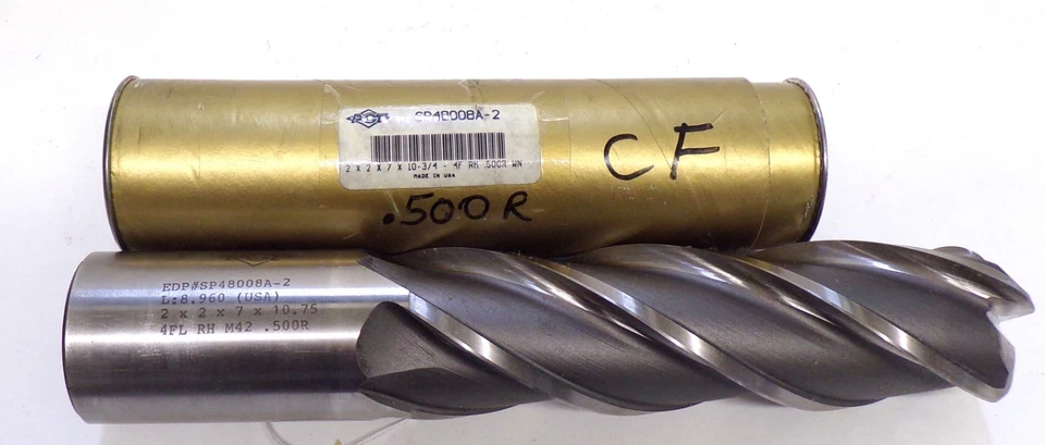 PCT, FRESADORA DE EXTREMO, 48008A-2 L-8.960 2X2X7X10.75,4 FLT, CORTE A MANO DERECHA, 0.500R Foto 2 de 4