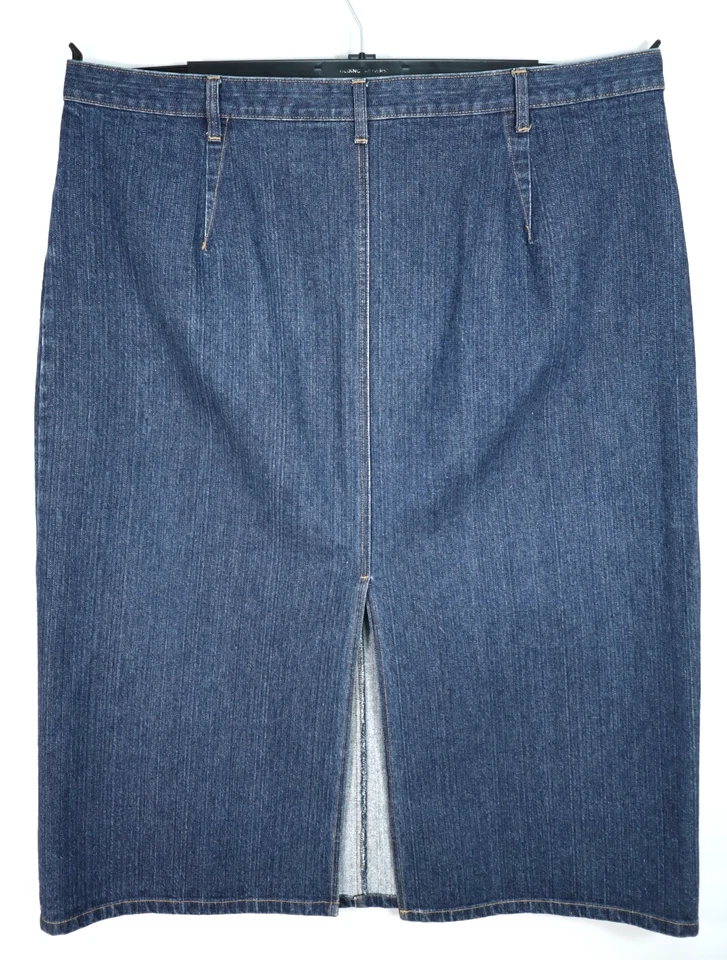 BILL BLASS Mujer 100% Algodón Denim Larga Lápiz Falda Bolsillo Jean Azul Talla 22W Foto 2 de 4