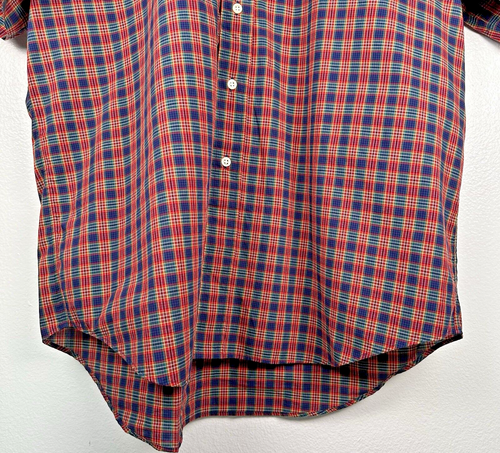 Ralph Lauren Shirt Men Large Orange Blue Plaid Button Up Custom Fit Dress Poplin - Picture 3 of 10