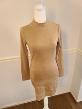 Windsor Brown Suede Bodycon Open Back With Gold Buttons Size Small