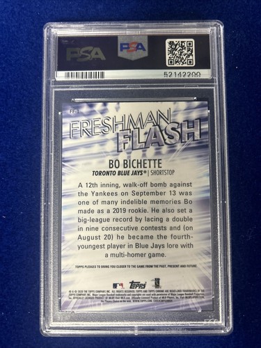 2020 TOPPS Chrome Bo Bichette Freshman Flash #FF1 PSA 10 GEM MT - Picture 2 of 2