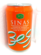 3ES SINAS Orange Empty Soda Can 330ml Netherlands 1995 Top Open Vintage