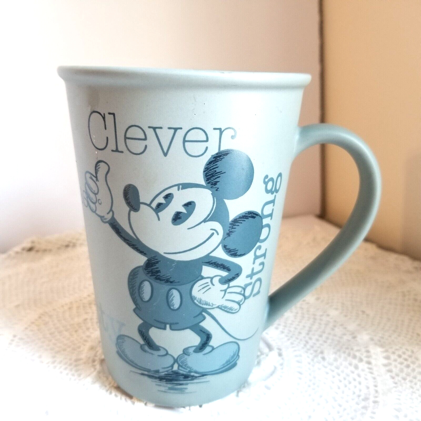 Mickey Mouse Coffee Mug Cup Clever Strong Smart Brave Walt Disney World 10 oz