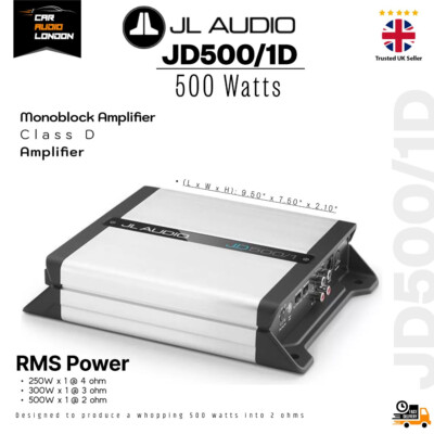 JL Audio JD500/1 500W RMS Monoblock Class D Subwoofer Verstärker Bass Boost Amp
