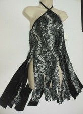 Praisewear Lyrical Black Silver Burnout Halter Tunic w/ flyers ch/ladies sizes