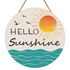 Summer Decorations Hello Sunshine Sun Sea Wooden Door Wall Hanging Sign Gift