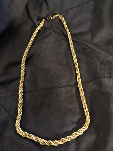 Vintage Citation Necklace Gold Tone Faux Pearl 24” Costume Fashion Jewelry