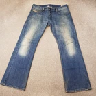 Diesel Mens Jeans 33x30 Blue Zatiny 008XR Regular Straight Bootcut Distressed