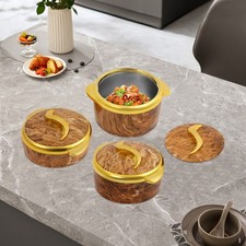 3 Pcs Thermal Dish Set With Lids Insulated Stainless Steel Casserole Dish Yellow