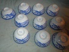 LOT DE 10 BOLS ANCIENS : FAIENCE : DIAMETRE : 11,50 CM : HAUTEUR : 6  CM