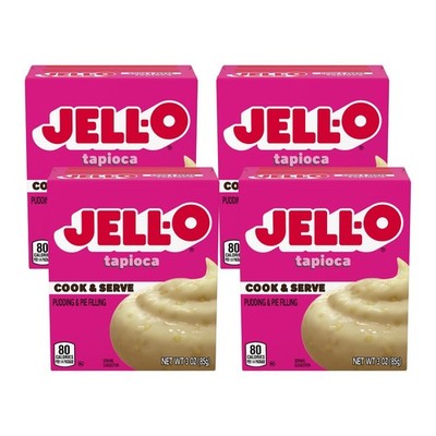 Jell-O Cook & Serve Pudding & Pie Filling Mix, Tapioca 3 Ounce (Pack of 4) 