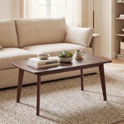 GOFLE Solid Wood Coffee Table, 34.5'' x 21'' x 17'' Mid- Modern