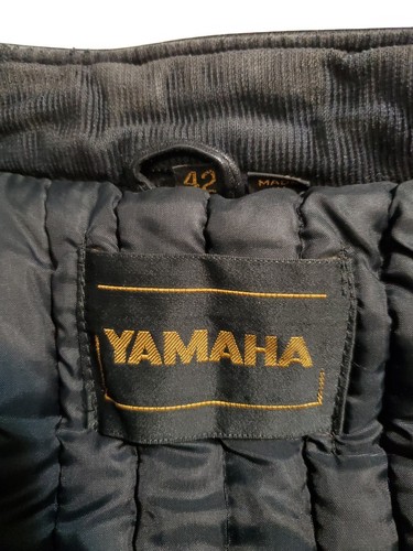 Vintage Yamaha Leather Jacket Black Padded Racer Motorcycle Biker Size 42/Mens M - Picture 5 of 19