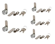 5 Set Cabinet Cam Locks with Keys File Cabinet Replacement Chrome 5/8 Inch