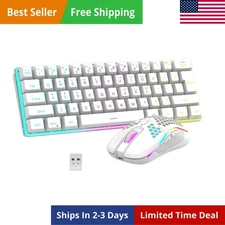 60% Wireless Gaming Keyboard and Mouse Combo, 2500mAh Rechargeable Battery, U...